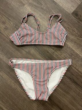 Striped Red, White & Blue Bikini Set